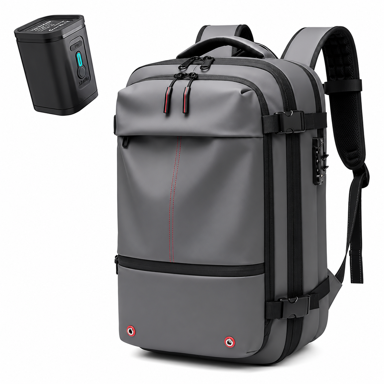 Sac cabine noir 60L Kabinea avec compression intégrée gris